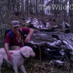 Maximus and I at the B-25 Bomber wreckage on Sharp Top Mountain Virginia