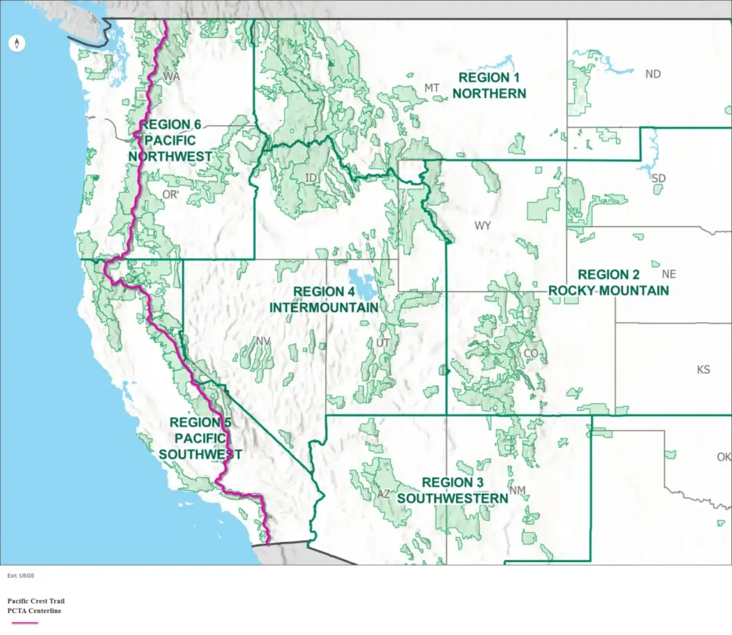 Pacific Crest Trail Map via PCT Association